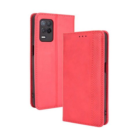 Realme 8 5G用手帳型 レザーケース スタンド カバー BY4 Realme レッド