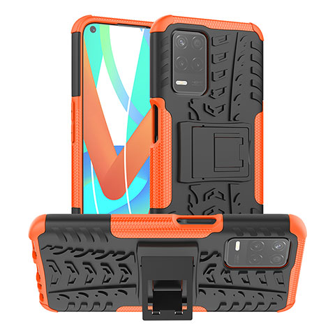 Realme 8 5G用ハイブリットバンパーケース スタンド プラスチック 兼シリコーン カバー JX2 Realme オレンジ