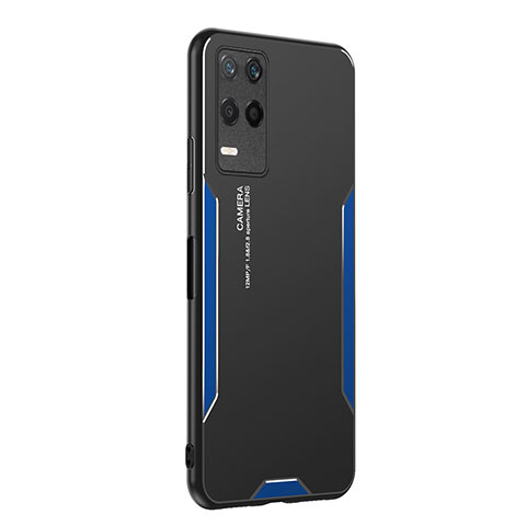 Realme 8 5G用ケース 高級感 手触り良い アルミメタル 製の金属製 兼シリコン カバー PB2 Realme ネイビー