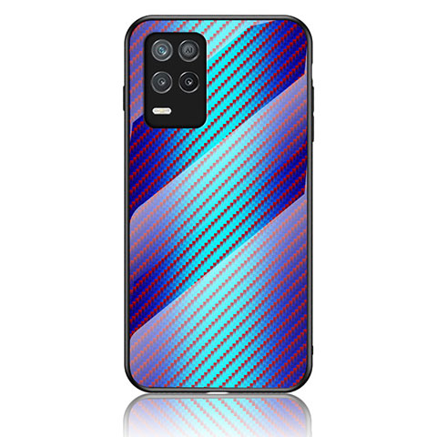 Realme 8 5G用ハイブリットバンパーケース プラスチック 鏡面 虹 グラデーション 勾配色 カバー LS2 Realme ネイビー