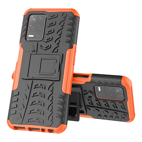 Realme 8 5G用ハイブリットバンパーケース スタンド プラスチック 兼シリコーン カバー JX1 Realme オレンジ