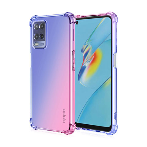 Realme 8 5G用極薄ソフトケース グラデーション 勾配色 クリア透明 Realme ネイビー