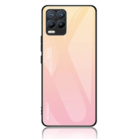 Realme 8 Pro用ハイブリットバンパーケース プラスチック 鏡面 虹 グラデーション 勾配色 カバー JM2 Realme ピンク