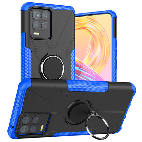 Realme 8 Pro用ハイブリットバンパーケース プラスチック アンド指輪 マグネット式 JX1 Realme ネイビー