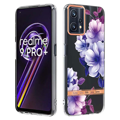 Realme 9 4G用シリコンケース ソフトタッチラバー バタフライ パターン カバー Y06B Realme パープル