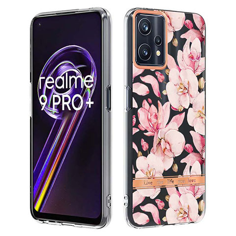 Realme 9 4G用シリコンケース ソフトタッチラバー バタフライ パターン カバー Y06B Realme ピンク