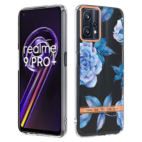 Realme 9 4G用シリコンケース ソフトタッチラバー バタフライ パターン カバー Y06B Realme ネイビー