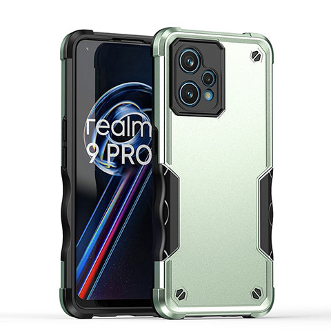 Realme 9 4G用ハイブリットバンパーケース プラスチック 兼シリコーン カバー QW1 Realme ライトグリーン