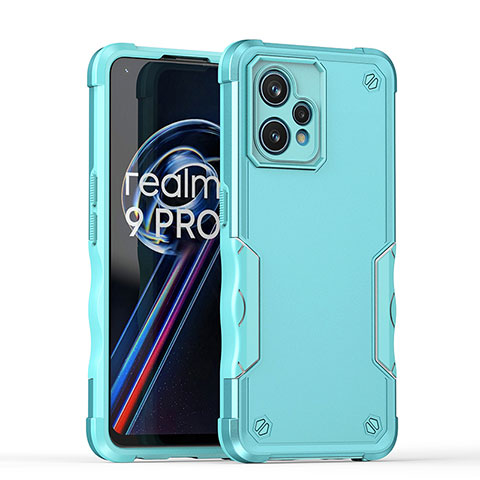 Realme 9 4G用ハイブリットバンパーケース プラスチック 兼シリコーン カバー QW1 Realme ライトブルー