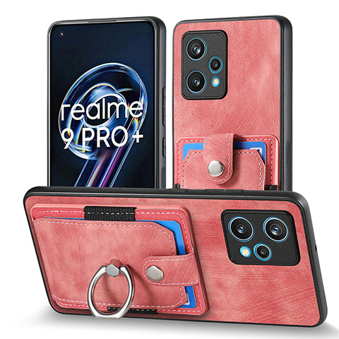 Realme 9 4G用シリコンケース ソフトタッチラバー レザー柄 カバー SD1 Realme ピンク