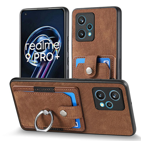 Realme 9 4G用シリコンケース ソフトタッチラバー レザー柄 カバー SD1 Realme ブラウン