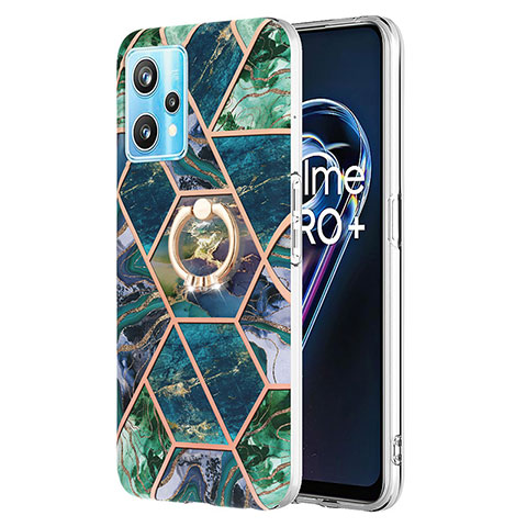 Realme 9 Pro 5G用シリコンケース ソフトタッチラバー バタフライ パターン カバー アンド指輪 Y04B Realme モスグリー