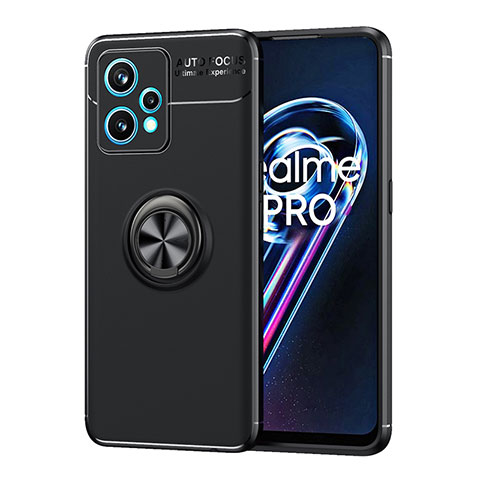 Realme 9 Pro 5G用極薄ソフトケース シリコンケース 耐衝撃 全面保護 アンド指輪 マグネット式 バンパー SD2 Realme ブラック