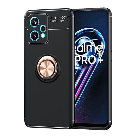 Realme 9 Pro+ Plus 5G用極薄ソフトケース シリコンケース 耐衝撃 全面保護 アンド指輪 マグネット式 バンパー SD2 Realme ゴールド・ブラック