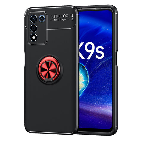 Realme 9 SE 5G用極薄ソフトケース シリコンケース 耐衝撃 全面保護 アンド指輪 マグネット式 バンパー JM1 Realme レッド・ブラック