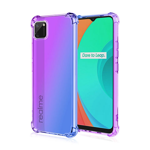 Realme C11用極薄ソフトケース グラデーション 勾配色 クリア透明 G01 Realme パープル