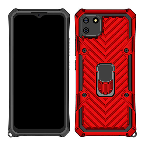 Realme C11用ハイブリットバンパーケース プラスチック アンド指輪 マグネット式 S01 Realme レッド