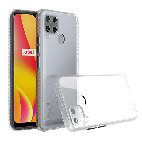 Realme C15用ハイブリットバンパーケース クリア透明 プラスチック 鏡面 カバー Realme クリア