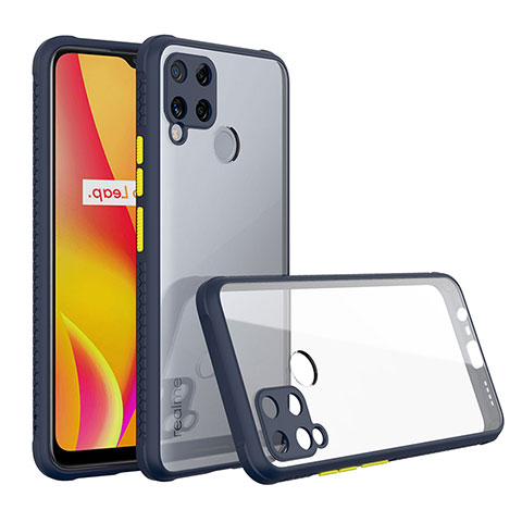 Realme C15用ハイブリットバンパーケース クリア透明 プラスチック 鏡面 カバー Realme ミッドナイトネイビー