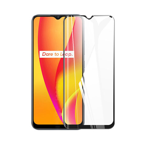 Realme C15用強化ガラス フル液晶保護フィルム Realme ブラック