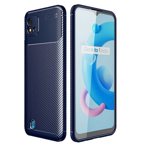 Realme C20A用シリコンケース ソフトタッチラバー ツイル カバー S01 Realme ネイビー