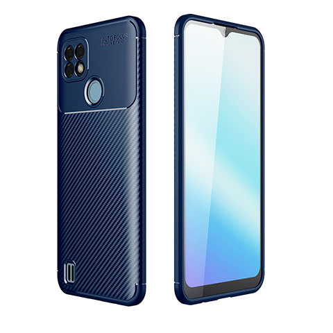 Realme C21用シリコンケース ソフトタッチラバー ツイル カバー S01 Realme ネイビー