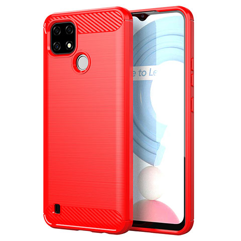 Realme C21用シリコンケース ソフトタッチラバー ライン カバー Realme レッド