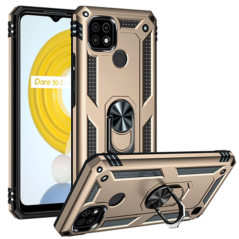 Realme C21用ハイブリットバンパーケース プラスチック アンド指輪 マグネット式 MQ2 Realme モスグリー