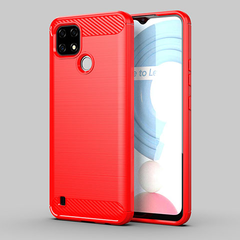 Realme C21Y用シリコンケース ソフトタッチラバー ライン カバー MF1 Realme レッド