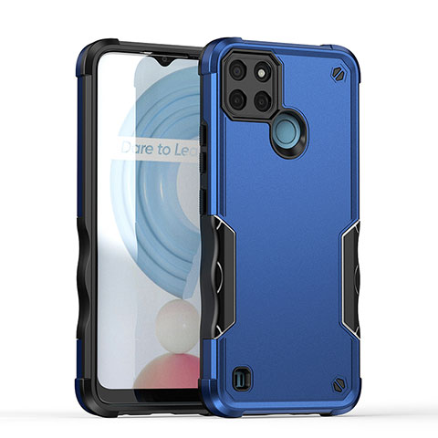 Realme C21Y用ハイブリットバンパーケース プラスチック 兼シリコーン カバー QW1 Realme ネイビー