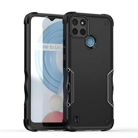 Realme C21Y用ハイブリットバンパーケース プラスチック 兼シリコーン カバー QW1 Realme ブラック