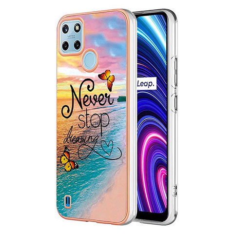 Realme C25Y用シリコンケース ソフトタッチラバー バタフライ パターン カバー Y03B Realme マルチカラー