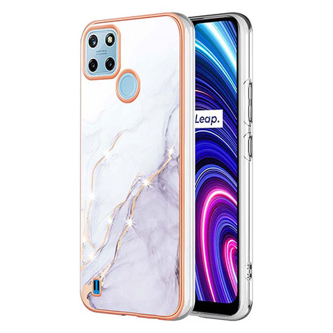 Realme C25Y用シリコンケース ソフトタッチラバー バタフライ パターン カバー Y01B Realme ホワイト