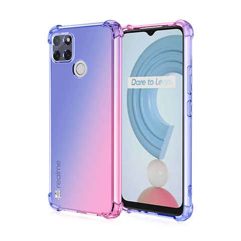 Realme C25Y用極薄ソフトケース グラデーション 勾配色 クリア透明 Realme ネイビー