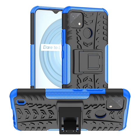 Realme C25Y India用ハイブリットバンパーケース スタンド プラスチック 兼シリコーン カバー JX2 Realme ネイビー