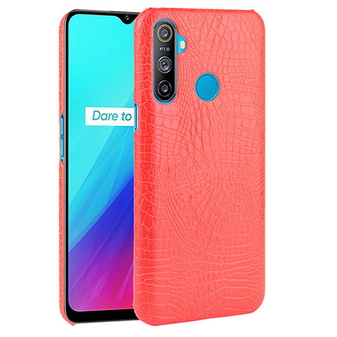 Realme C3用ケース 高級感 手触り良いレザー柄 Realme レッド