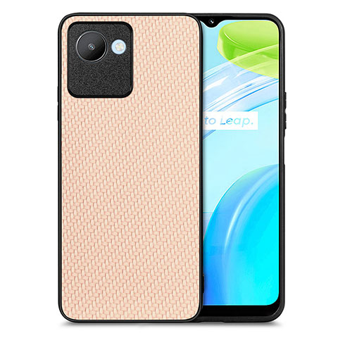 Realme C30用シリコンケース ソフトタッチラバー レザー柄 カバー S03D Realme ゴールド