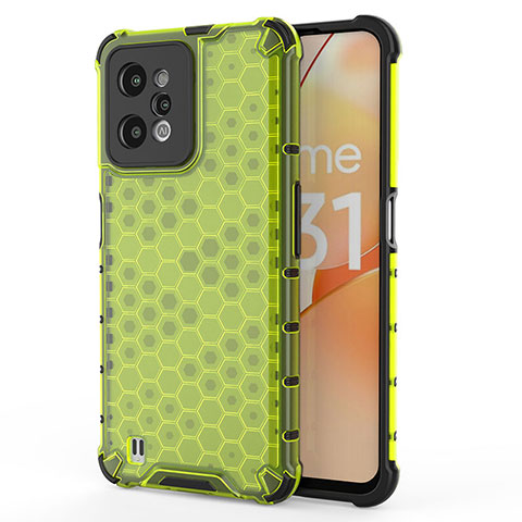 Realme C31用360度 フルカバー ハイブリットバンパーケース クリア透明 プラスチック カバー AM3 Realme グリーン