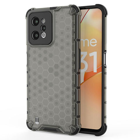 Realme C31用360度 フルカバー ハイブリットバンパーケース クリア透明 プラスチック カバー AM3 Realme ブラック