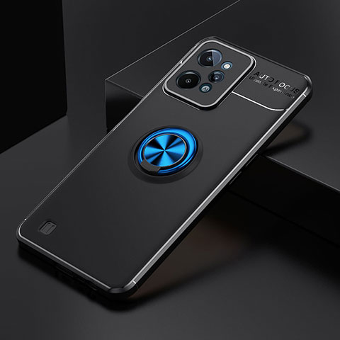 Realme C31用極薄ソフトケース シリコンケース 耐衝撃 全面保護 アンド指輪 マグネット式 バンパー SD1 Realme ネイビー・ブラック