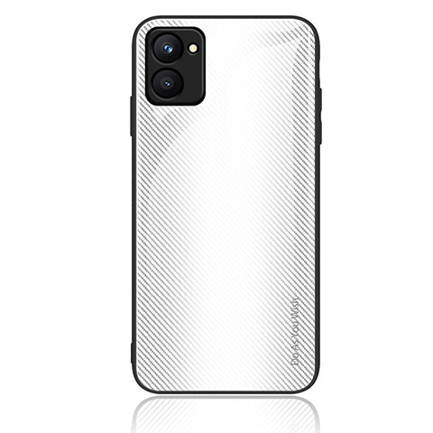 Realme C33 (2023)用ハイブリットバンパーケース プラスチック 鏡面 虹 グラデーション 勾配色 カバー JM2 Realme ホワイト