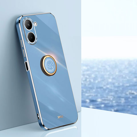 Realme C33 (2023)用極薄ソフトケース シリコンケース 耐衝撃 全面保護 アンド指輪 マグネット式 バンパー XL1 Realme ネイビー