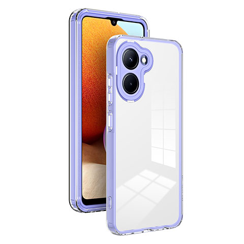 Realme C33 (2023)用ハイブリットバンパーケース クリア透明 プラスチック 鏡面 カバー H01P Realme パープル