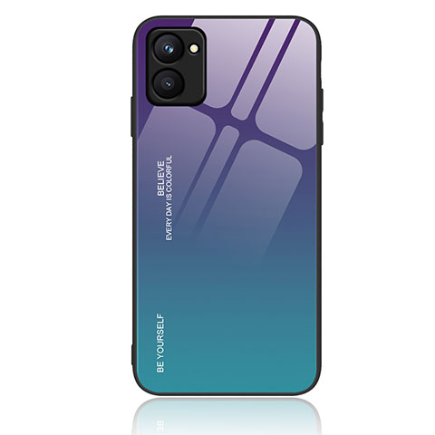 Realme C33用ハイブリットバンパーケース プラスチック 鏡面 虹 グラデーション 勾配色 カバー JM1 Realme マルチカラー