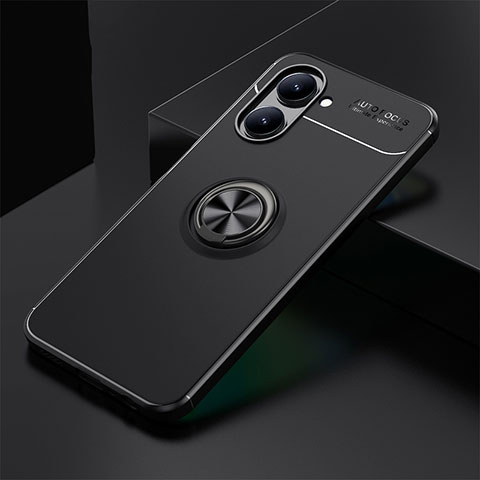 Realme C33用極薄ソフトケース シリコンケース 耐衝撃 全面保護 アンド指輪 マグネット式 バンパー SD1 Realme ブラック