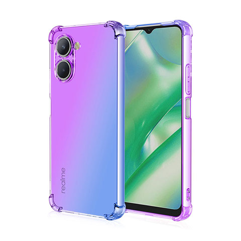 Realme C33用極薄ソフトケース グラデーション 勾配色 クリア透明 Realme ラベンダー