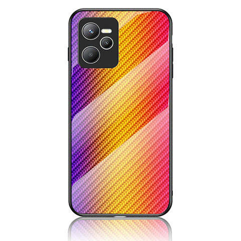 Realme C35用ハイブリットバンパーケース プラスチック 鏡面 虹 グラデーション 勾配色 カバー LS2 Realme オレンジ