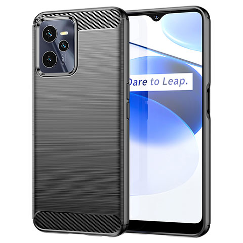 Realme C35用シリコンケース ソフトタッチラバー ライン カバー Realme ブラック