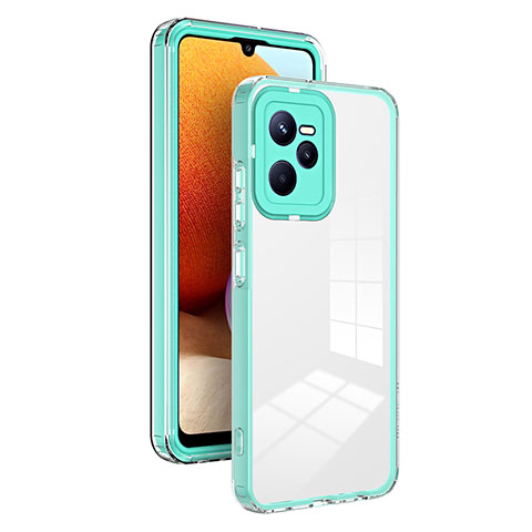 Realme C35用ハイブリットバンパーケース クリア透明 プラスチック 鏡面 カバー H01P Realme グリーン