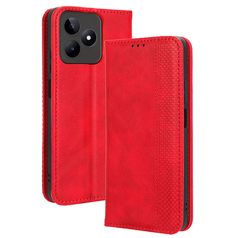 Realme C53用手帳型 レザーケース スタンド カバー BY4 Realme レッド